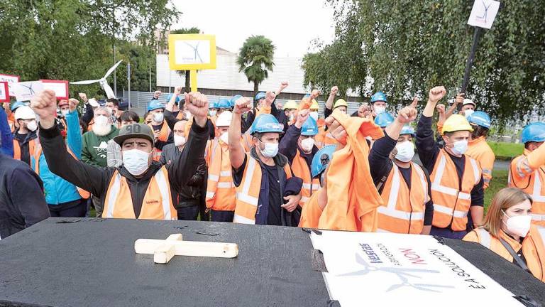 Protesta de los trabajadores de Vestas. Foto: E. Press