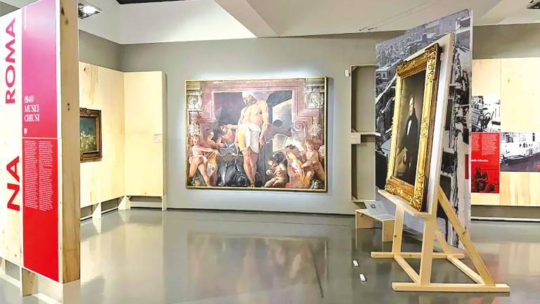 VISTA de una de las salas de la muestra ‘Arte Liberata 1937-1947’, abierta hasta el 10 de abril en las Escuderías del Palacio del Quirinal de Roma, la sede de la presidencia de la República italiana. Foto: Javier Romualdo