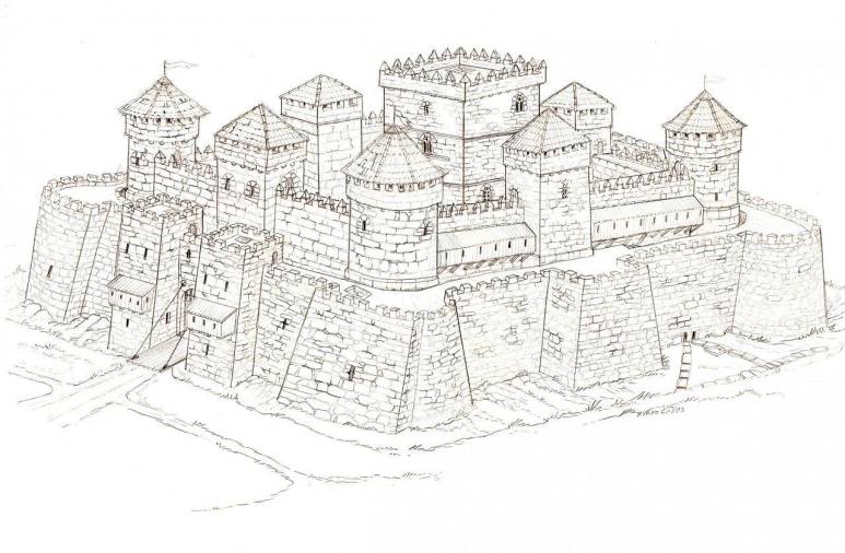 Posible reconstrución da fortaleza Rocha Forte. Wikipedia