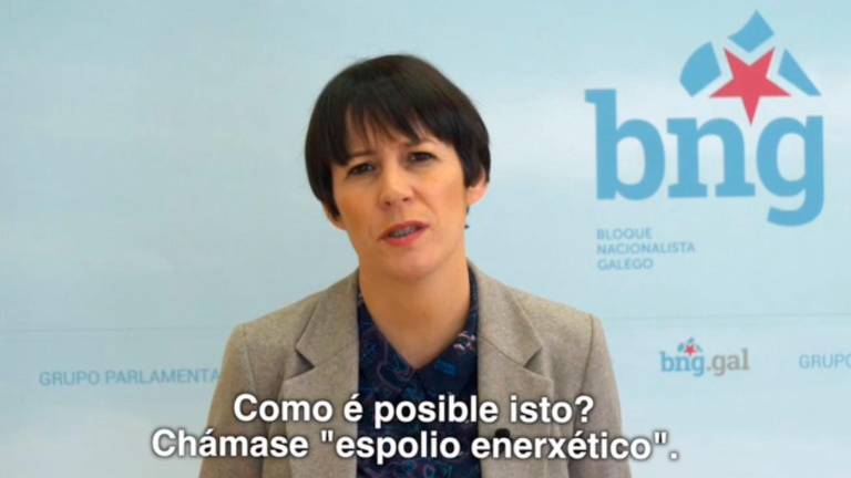 Ana Pontón denuncia “espolio enerxético” a Galicia nun vídeo dun minuto