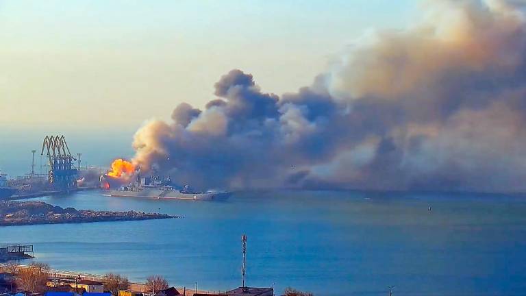 Incendio del buque insignia de la Flota del Mar Negro de la Armada Rusa, el navío 'Moskva' 14/04/2022