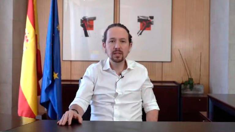 Pablo Iglesias en su alocución en vídeo difundido en las redes sociales