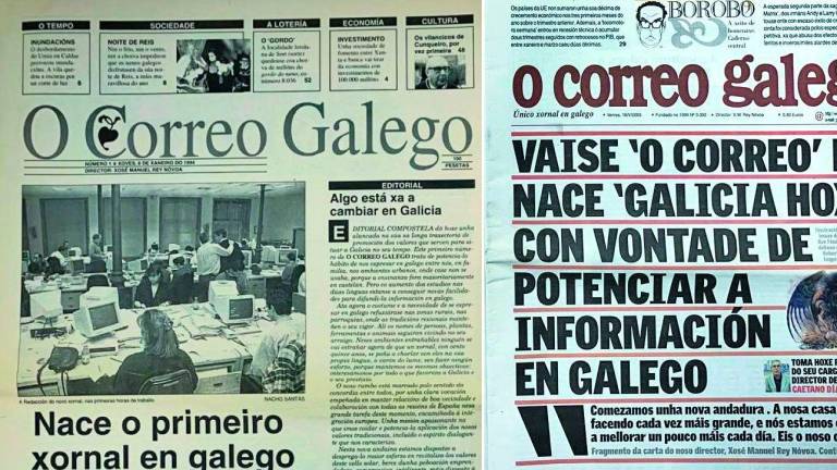 Composición da primeira e última portadas de O Correo Galego.