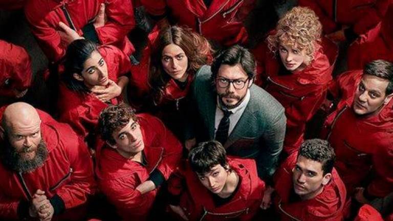 TELEVISIÓN. Parte de los actores de la serie española ‘La casa de papel’. Foto: Netflix