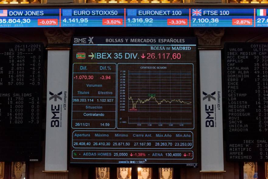 Valores del Ibex 35 en la Bolsa madrileña en la jornada bursátil de este viernes. Foto: G. Valiente/E.P.