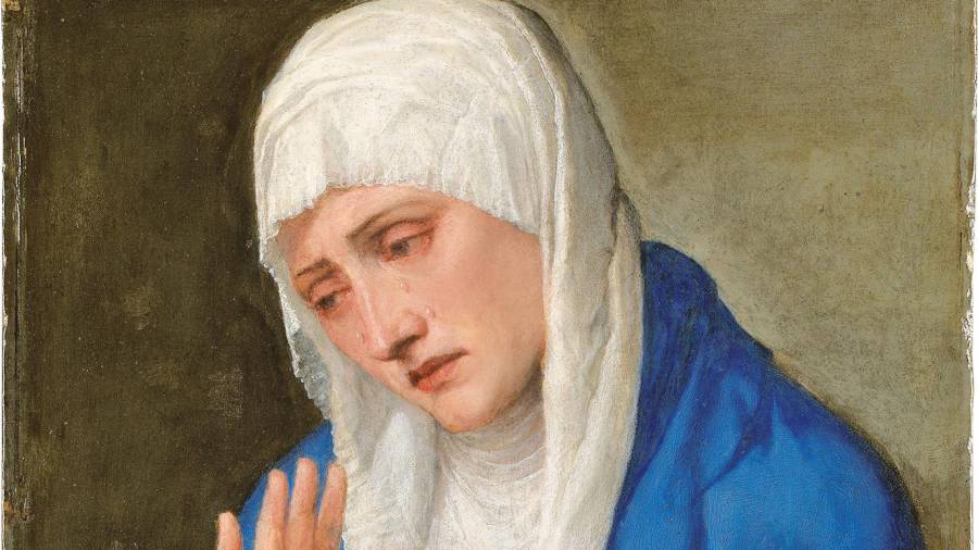 ‘La Dolorosa con las manos abiertas’. Óleo sobre tabla, 68 x 61 cm de Tiziano.
