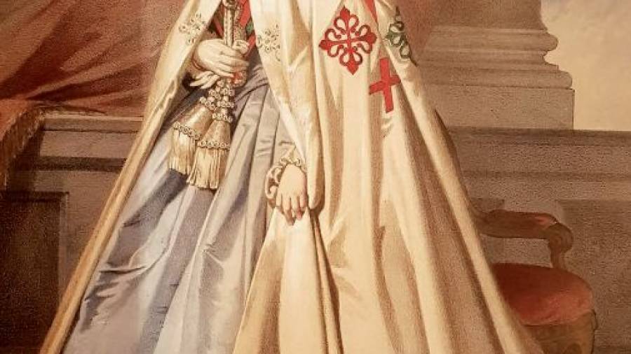 S.M. la reina Isabel II postrada ante el altar del apóstol