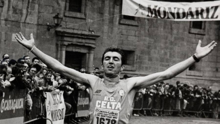 Alejandro Gómez, un mito del atletismo, tras ganar.