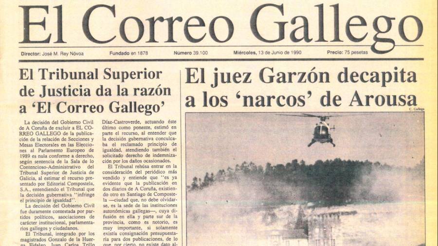 Portada de EL CORREO del 13 de junio de 1990, tras la operación Nécora