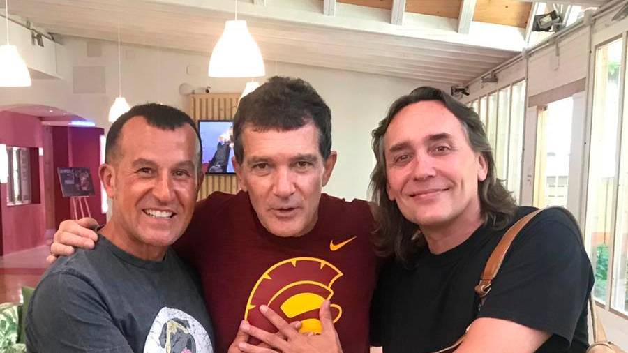 Richy Castellanos, con Antonio Banderas y Vicente Amigo