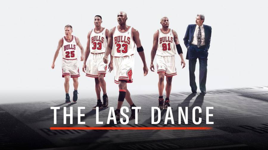 LEYENDAS Kerr, Pippen, Jordan, Rodman y Phil Jackson, en la imagen promocional.