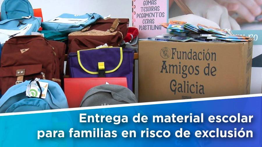 A Fundación Amigos de Galicia reparte material escolar a familias en risco de exclusión
