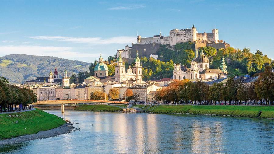 Salzburgo. Palacio arzobispal, catedral barroca y rio Salzach, afluente del Danubio. Foto: A. P.