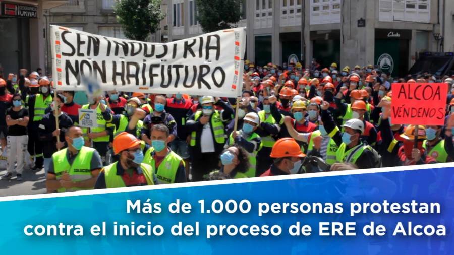 Más de 1.000 personas protestan en Lugo contra el inicio del proceso del ERE de Alcoa