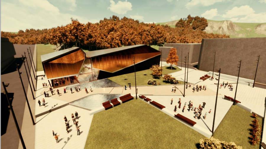 Imaxe do proxecto do futuro auditorio de Ribeira que terá un aforo de 526 prazas. Foto: C. R. 