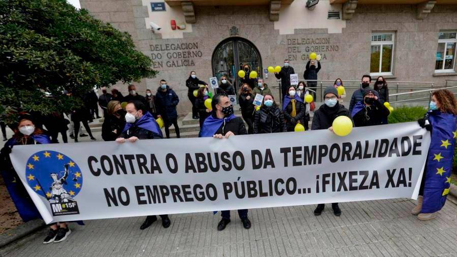 Imagen de una protesta contra la temporalidad en el empleo público / Cesar Quian