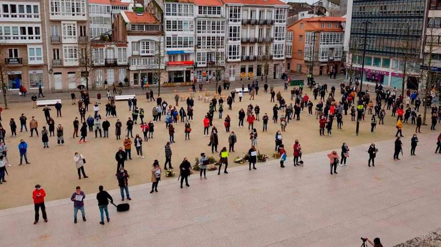 Imagen de archivo de la anterior protesta de los hosteleros de Ferrol. FOTO: E.P.