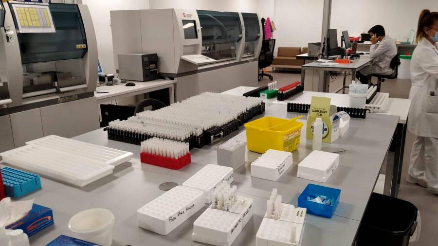Muestras para la realización de pruebas PCR de COVID-19, mediante el sistema de ‘pooling’, en el área sanitaria de Vigo. FOTO: SERGAS