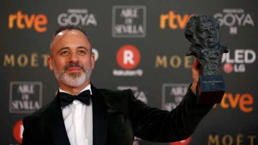 El ferrolano Javier Gutiérrez con el Goya a mejor actor por su papel en El autor en 2018.