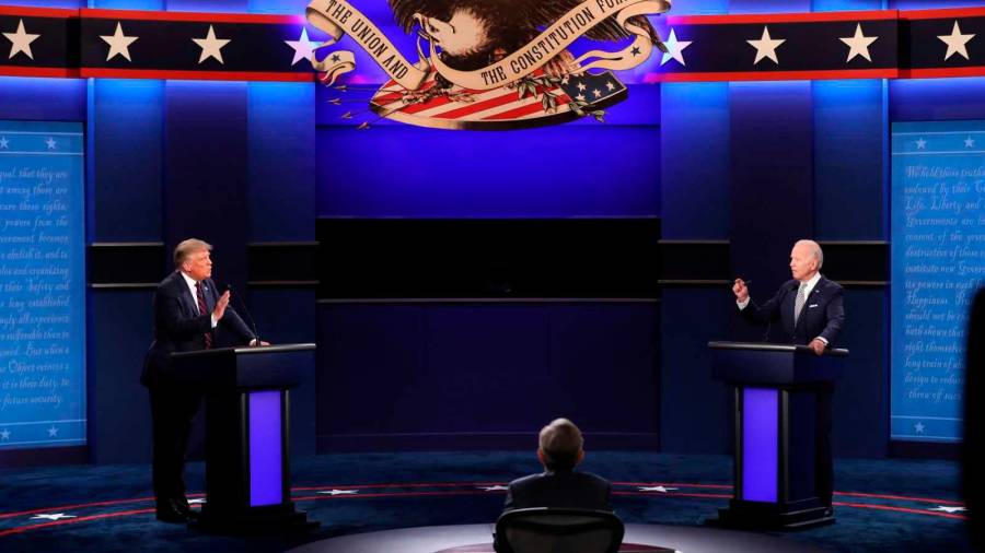 Imagen del primer debate la pasada semana entre Donald Trump y Joe Biden. Foto: Efe