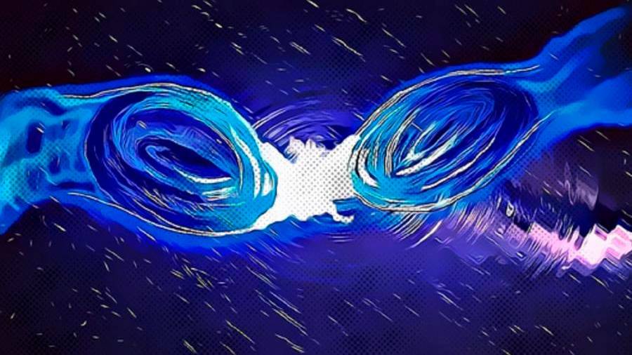 Ilustración de la fusión de dos estrellas de bosones. Foto: Nicolás Sanchis-Gual/Rocío García Souto