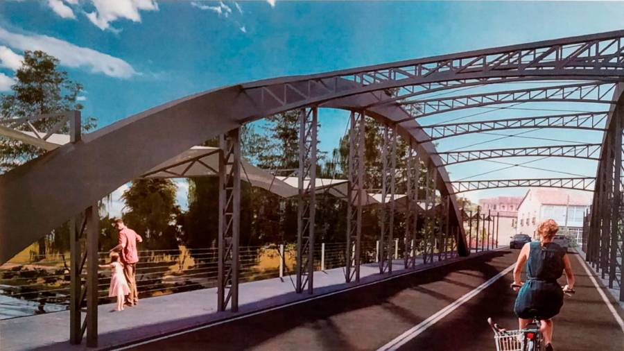 Recreación virtual del nuevo puente, del proyecto ganador del concurso por Monsa Urbanismo Foto: Angar 