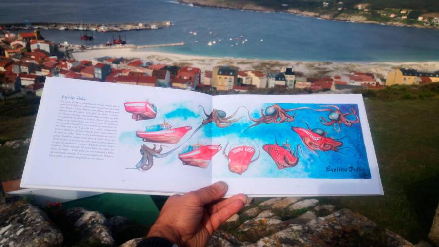 Unha das acuarelas de Xosé Iglesias que ilustran o libro ‘Nación Mar’