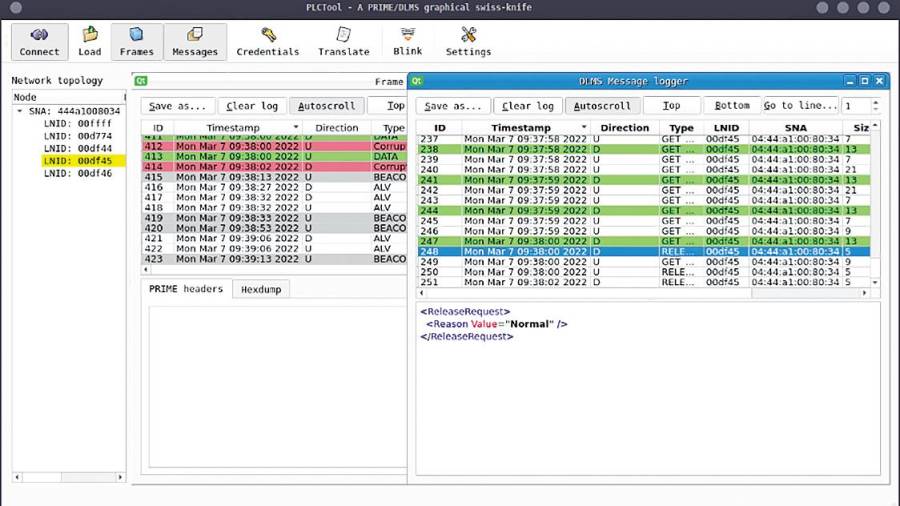 Interfaz del PPLCTool, el software propio con el que Tarlogic ha certificado que se puede realizar ataques a contadores inteligentes