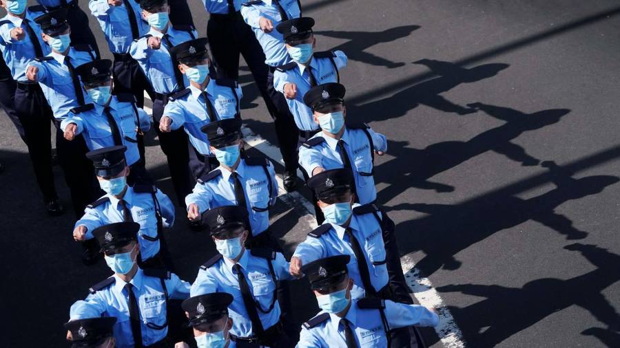Imagen de un desfile de agentes de Policía de China. FOTO: FELIX WONG