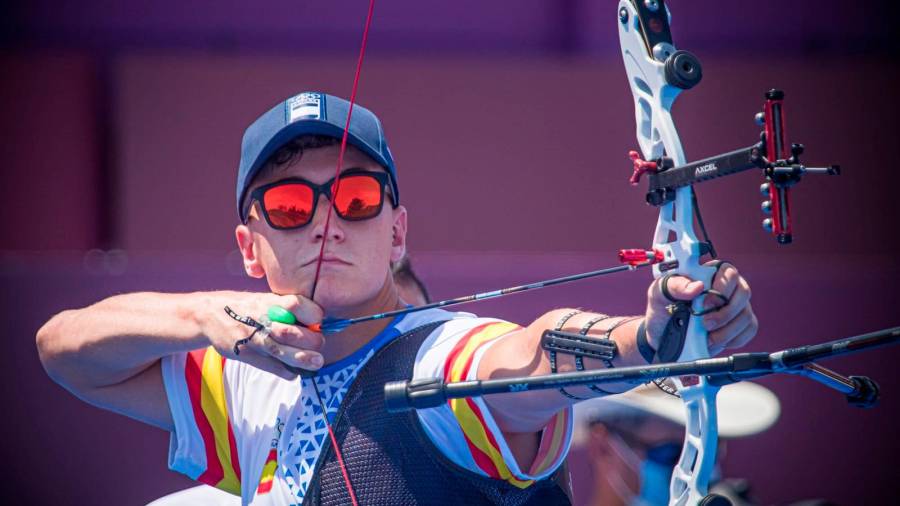 El arquero gallego Dani Castro durante su participación en la prueba individual de Tokio 2020. Foto: World Archery