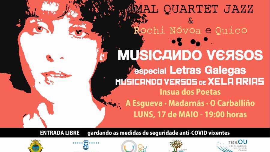 Cartel sobre o evento do próximo 17 de maio na Ínsua dos Poetas, en homenaxe a Xela Arias.