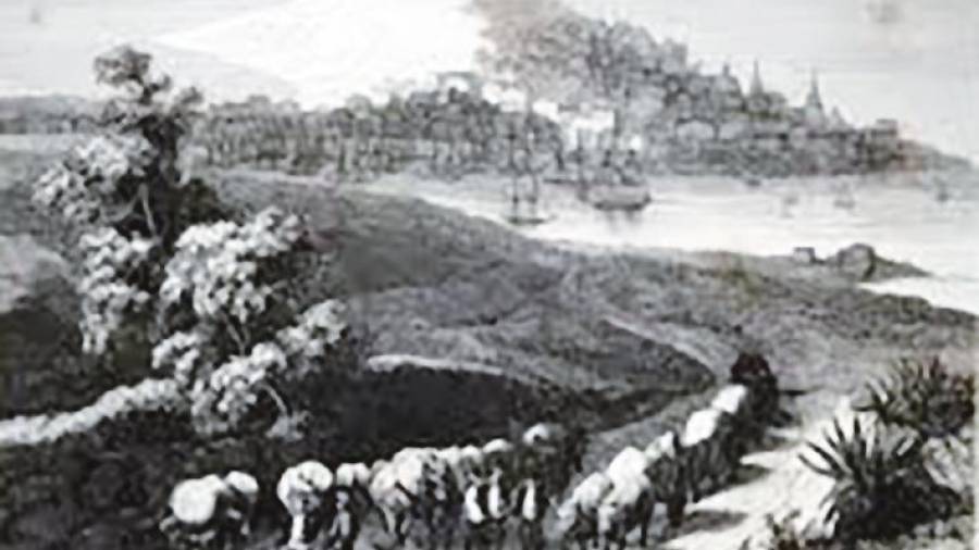 Grabado de A Coruña 1854. El Rincón de Yanka: el cólera: la pandemia y el horror que asoló La Coruña. elrincondeyanka.blogspot.com