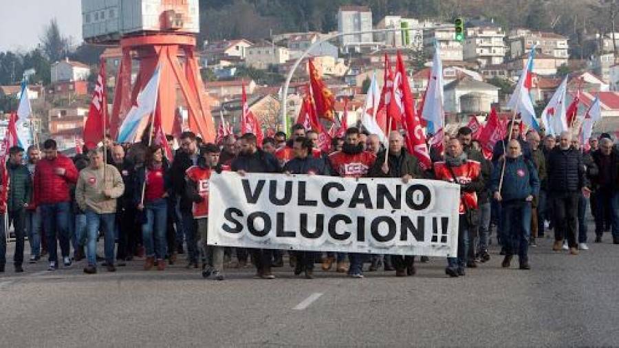 Foto de archivo de una protesta de los trabajadores de Vulcano. CORREO