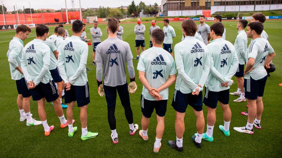 Los jugadores de la selección española, en un entrenamiento. Foto: RFEF