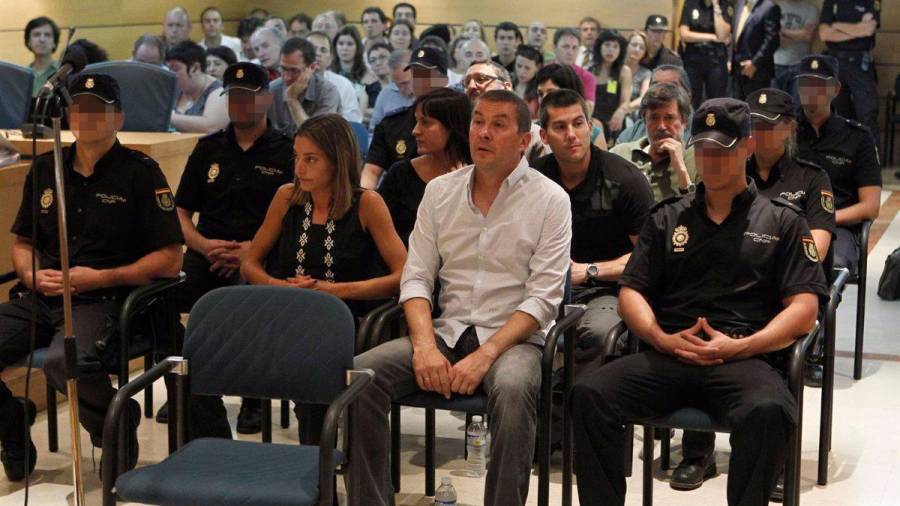 Otegi y el resto de los procesados en el caso Bateragune, durante el juicio. Foto: E.P.