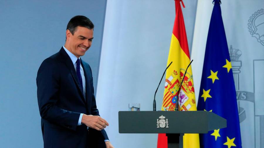 El presidente del Gobierno, Pedro Sánchez, instantes antes de la rueda de prensa. Foto: Efe