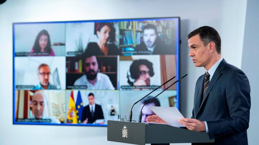 comparecencia Pedro Sánchez, ayer ante la prensa en La Moncloa. Foto: Efe
