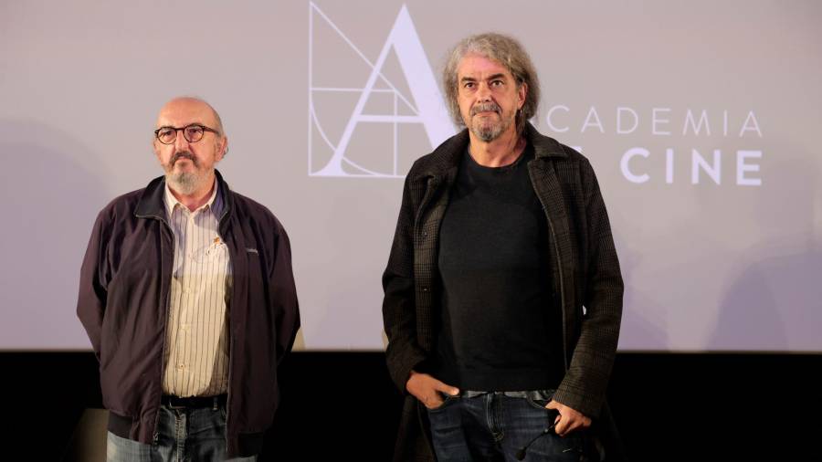 Fernando León de Aranoa, a la derecha, y Jaume Roures tras el anuncio de la candidatura. Foto: Europa Press