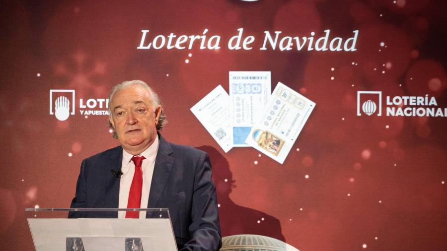 MADRID, 12/11/2020.- Jesús Huerta, presidente de la Sociedad Estatal de Loterías y Apuestas del Estado (SELAE), durante la presentación este jueves del Sorteo Extraordinario de Navidad 2020.- EFE/SELAE