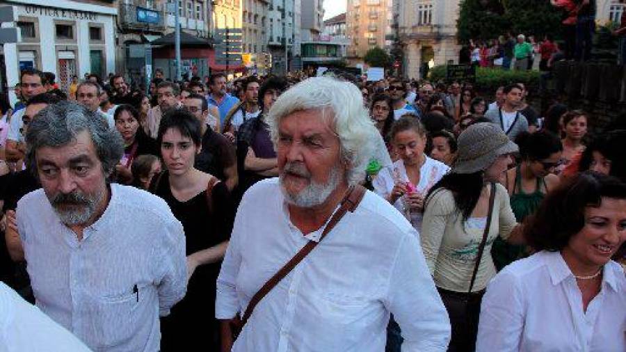 Beiras en una manifestación de indignados en Compostela
