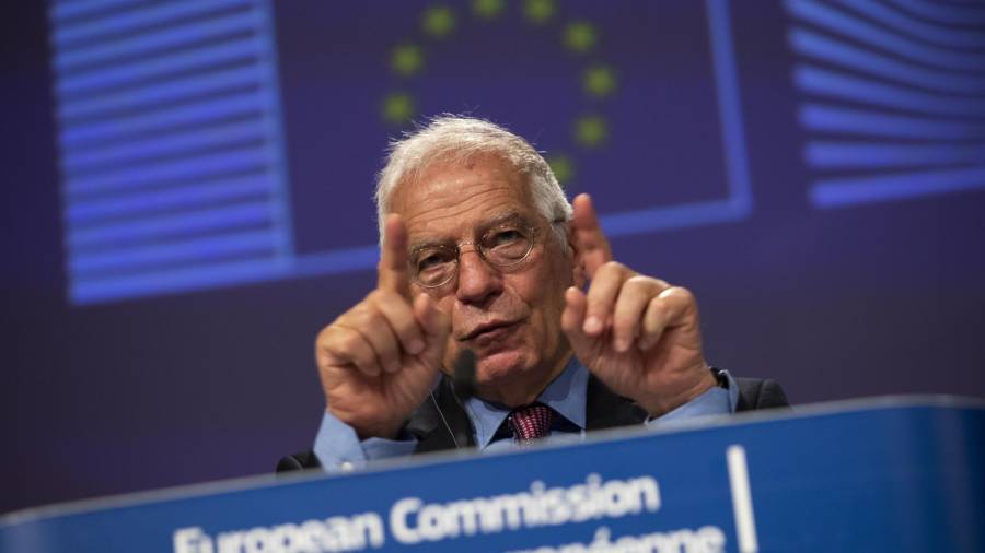 Bruselas (Bélgica), 10/06/2020.- El alto representante comunitario para la Política Exterior, Josep Borrell, durante su comparecencia de este miércoles. EFE/EPA/FRANCISCO SECO
