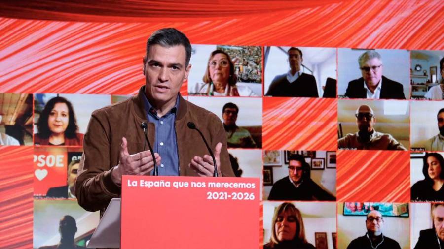 El presidente del Gobierno y secretario general del PSOE, Pedro Sánchez, en el Comité Federal del 23 de enero en Barcelona / PSOE 23/01/2021