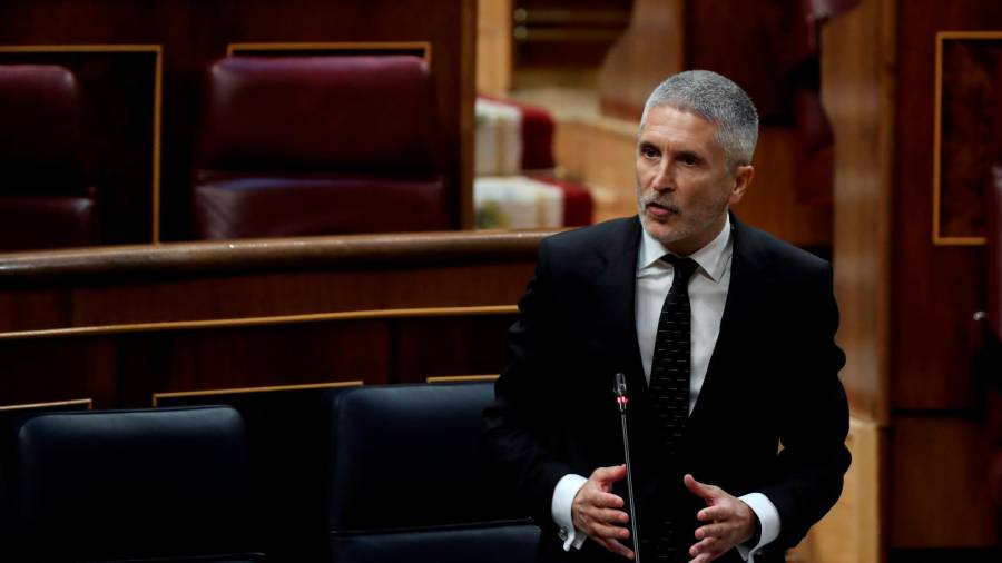 El ministro del Interior, Fernando Grande Marlaska, el pasado día 20 en el Congreso de los Diputados. EFE/Kiko Huesca