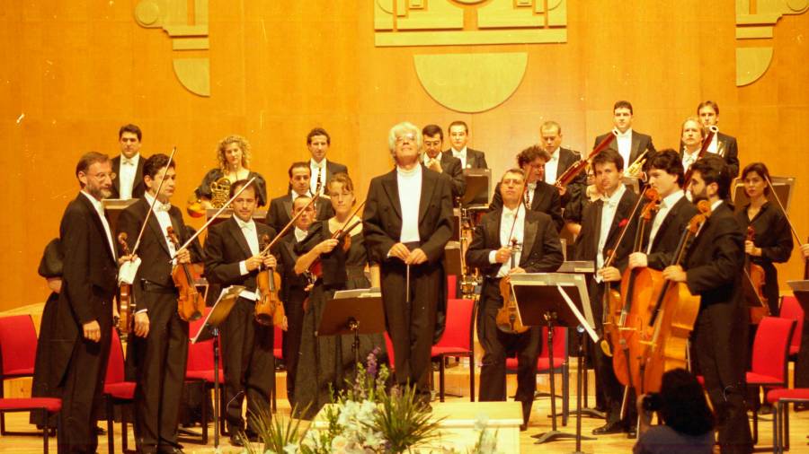 Concierto de la RFG en el Auditorio de Galicia, con Helmuth Rilling al frente de la orquesta, el 25 de septiembre de 1996. Foto: F. Blanco