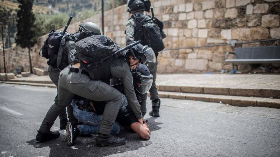 Detención de un manifestante palestino. Foto: Europa Press