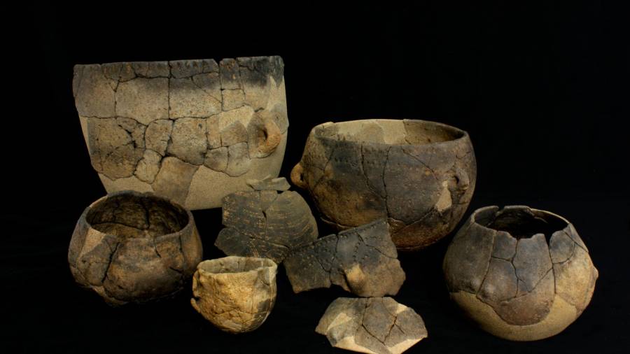 Resto de recipientes de cerámica cardial descubertos na Cova Eirós. Foto: USC