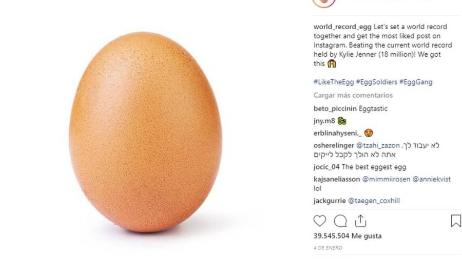 La foto de un huevo de gallina bate el récord de 'me gusta' en Instagram