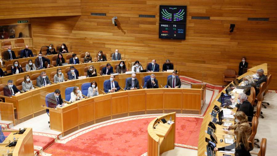 Votación de una ley en el Parlamento de Galicia, en el Pazo do Hórreo . Foto: E.P.