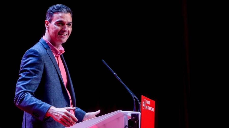 El presidente del Gobierno, Pedro Sánchez, interviene en el acto de clausura del Congreso del PSOE-M. Foto: Ricardo Rubio/E.P.