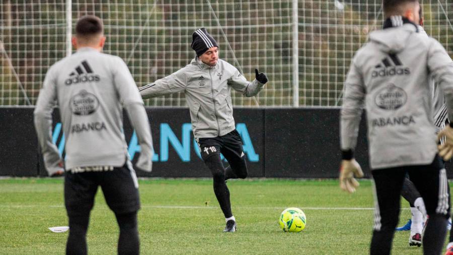 Iago Aspas, en un entrenamiento con el Celta. Foto: Celta Media